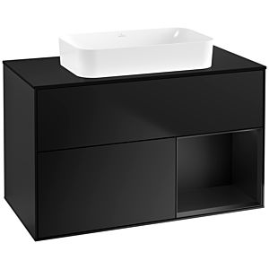Villeroy und Boch Finion Waschtischunterschrank G662PDPD 100x60,3x50,1cm, Regal rechts Black matt lacquer, Black matt lacquer