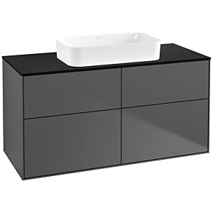 Villeroy und Boch Finion Waschtischunterschrank G67200GK 120x60,3x50,1cm, Glass Black Matt, Anthracite matt