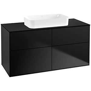 Villeroy und Boch Finion Waschtischunterschrank G67200PD 120x60,3x50,1cm, Glass Black Matt, Black matt lacquer