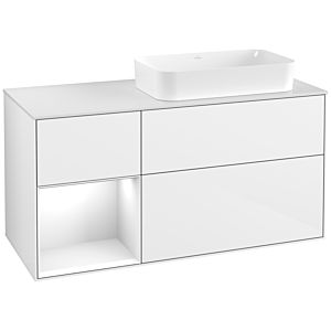 Villeroy und Boch Finion Waschtischunterschrank G681GFGF 120x60,3x50,1cm, Regal links Glossy white lacquer, Glossy white lacquer