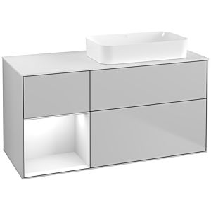 Villeroy und Boch Finion Waschtischunterschrank G681GFGJ 120x60,3x50,1cm, Regal links Glossy white lacquer, Light grey matt