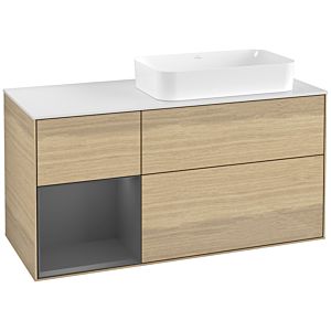 Villeroy und Boch Finion Waschtischunterschrank G681GKPC 120x60,3x50,1cm, Regal links Anthracite matt, Oak Veneer