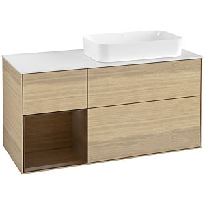 Villeroy und Boch Finion Waschtischunterschrank G681GNPC 120x60,3x50,1cm, Regal links Walnut veneer, Oak Veneer