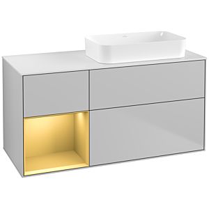 Villeroy und Boch Finion Waschtischunterschrank G681HFGJ 120x60,3x50,1cm, Regal links Gold matt, Light grey matt