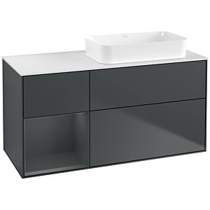 Villeroy und Boch Finion Waschtischunterschrank G681HGHG 120x60,3x50,1cm, Regal links Midnight Blue Matt Lacquer, Midnight Blue Matt Lacquer
