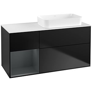 Villeroy und Boch Finion Waschtischunterschrank G681HGPD 120x60,3x50,1cm, Regal links Midnight Blue Matt Lacquer, Black matt lacquer