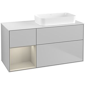 Villeroy und Boch Finion Waschtischunterschrank G681HHGJ 120x60,3x50,1cm, Regal links Sand Matt Lacquer, Light grey matt