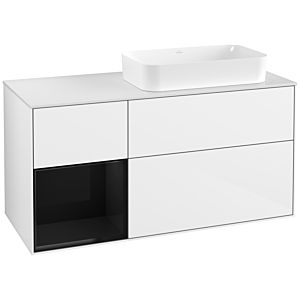 Villeroy und Boch Finion Waschtischunterschrank G681PHGF 120x60,3x50,1cm, Regal links Glossy Black Lacquer, Glossy white lacquer