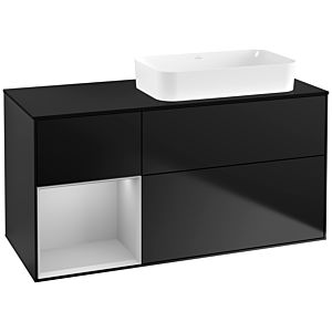 Villeroy und Boch Finion Waschtischunterschrank G682GJPD 120x60,3x50,1cm, Regal links Light grey matt, Black matt lacquer