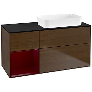 Villeroy und Boch Finion Waschtischunterschrank G682HBGN 120x60,3x50,1cm, Regal links Peony, Walnut veneer