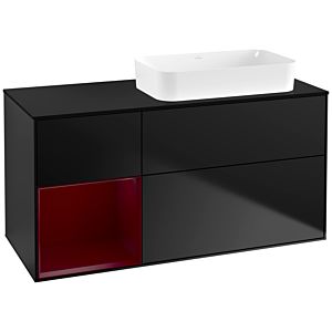 Villeroy and Boch Finion Villeroy and Boch Finion G682HBPD 120x60.3x50.1cm, shelf on the left Peony , black matt lacquer