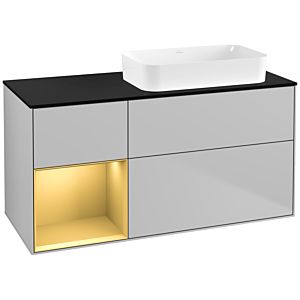 Villeroy und Boch Finion Waschtischunterschrank G682HFGJ 120x60,3x50,1cm, Regal links Gold matt, Light grey matt