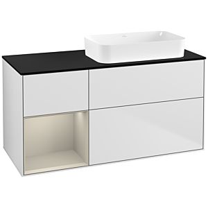 Villeroy und Boch Finion Waschtischunterschrank G682HHMT 120x60,3x50,1cm, Regal links Sand Matt Lacquer, White matt lacquer