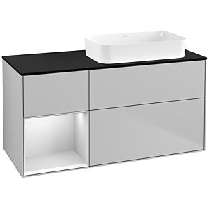 Villeroy und Boch Finion Waschtischunterschrank G682MTGJ 120x60,3x50,1cm, Regal links White matt lacquer, Light grey matt
