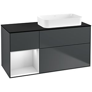 Villeroy et Boch Finion Villeroy et Boch G682MTHG 120x60.3x50.1cm, étagère gauche laqué blanc mat, Midnight Blue Matt Lacquer