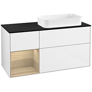 Villeroy et Boch Finion Villeroy et Boch G682PCGF 120x60.3x50.1cm, étagère à gauche Oak Veneer , laqué blanc brillant