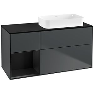 Villeroy et Boch Finion Villeroy et Boch G682PDHG 120x60.3x50.1cm, étagère gauche laqué noir mat, Midnight Blue Matt Lacquer
