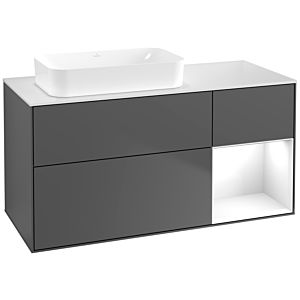Villeroy und Boch Finion Waschtischunterschrank G691GFGK 120x60,3x50,1cm, Regal rechts Glossy white lacquer, Anthracite matt