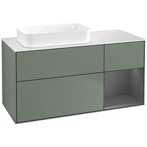 Villeroy et Boch Finion G691GKGM 120x60,3x50,1cm, tablette droite anthracite mat, Olive Matt Lacquer