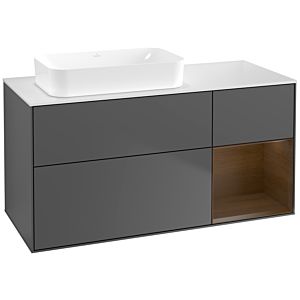 Villeroy et Boch Finion Villeroy et Boch G691GNGK 120x60,3x50,1cm, étagère droite placage noyer, anthracite mat