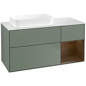 Villeroy et Boch Finion Villeroy et Boch G691GNGM 120x60.3x50.1cm, étagère à droite placage noyer, Olive Matt Lacquer