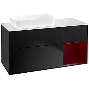 Villeroy und Boch Finion Waschtischunterschrank G691HBPD 120x60,3x50,1cm, Regal rechts Peony, Black matt lacquer