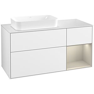 Villeroy und Boch Finion Waschtischunterschrank G691HHGF 120x60,3x50,1cm, Regal rechts Sand Matt, Glossy white lacquer