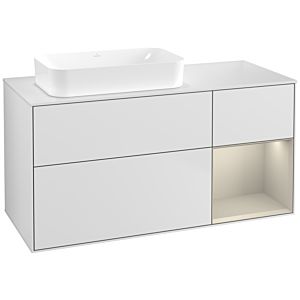 Villeroy und Boch Finion Waschtischunterschrank G691HHMT 120x60,3x50,1cm, Regal rechts Sand Matt, White matt lacquer