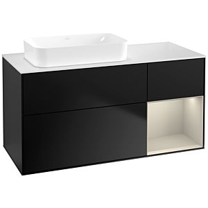 Villeroy und Boch Finion Waschtischunterschrank G691HHPD 120x60,3x50,1cm, Regal rechts Sand Matt, Black matt lacquer