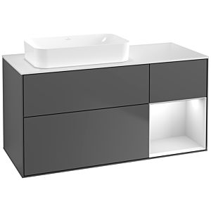Villeroy et Boch Finion Villeroy et Boch G691MTGK 120x60.3x50.1cm, étagère à droite laqué blanc mat, anthracite mat