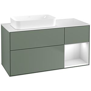 Villeroy et Boch Finion Villeroy et Boch G691MTGM 120x60.3x50.1cm, étagère à droite laqué blanc mat, Olive Matt Lacquer