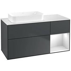 Villeroy und Boch Finion Waschtischunterschrank G691MTHG 120x60,3x50,1cm, Regal rechts White matt lacquer, Midnight Blue Matt Lacquer