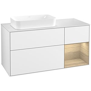 Villeroy und Boch Finion Waschtischunterschrank G691PCGF 120x60,3x50,1cm, Regal rechts Oak Veneer, Glossy white lacquer