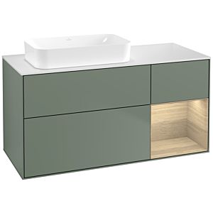 Villeroy et Boch Finion Villeroy et Boch G691PCGM 120x60.3x50.1cm, étagère à droite Oak Veneer , Olive Matt Lacquer
