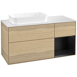 Villeroy et Boch Finion Villeroy et Boch G691PDPC 120x60.3x50.1cm, étagère à droite laqué noir mat, Oak Veneer