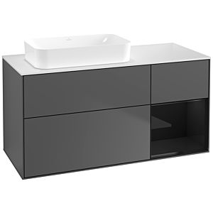 Villeroy und Boch Finion Waschtischunterschrank G691PHGK 120x60,3x50,1cm, Regal rechts Glossy Black Lacquer, Anthracite matt