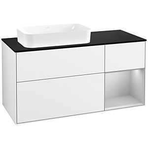 Villeroy und Boch Finion Waschtischunterschrank G692GJGF 120x60,3x50,1cm, Regal rechts Light grey matt, Glossy white lacquer