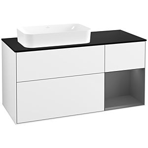 Villeroy et Boch Finion Villeroy et Boch G692GKGF 120x60.3x50.1cm, étagère à droite anthracite mat, laqué blanc brillant