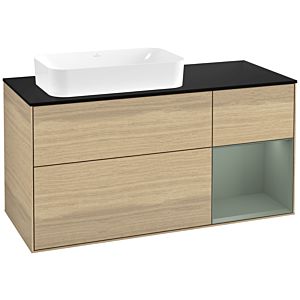 Villeroy et Boch Finion Villeroy et Boch G692GMPC 120x60.3x50.1cm, étagère à droite Olive Matt Lacquer , Oak Veneer