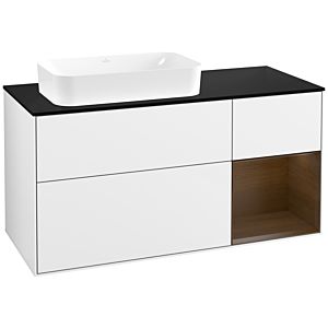 Villeroy et Boch Finion Villeroy et Boch G692GNGF 120x60,3x50,1cm, étagère droite placage noyer, laqué blanc brillant