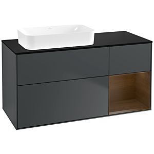 Villeroy et Boch Finion Villeroy et Boch G692GNHG 120x60.3x50.1cm, étagère droite placage noyer, Midnight Blue Matt Lacquer