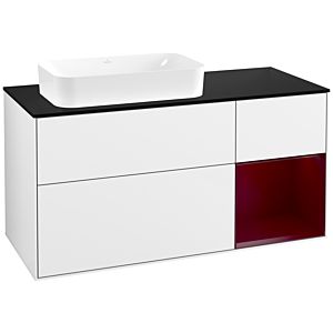 Villeroy und Boch Finion Waschtischunterschrank G692HBGF 120x60,3x50,1cm, Regal rechts Peony, Glossy white lacquer