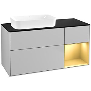 Villeroy und Boch Finion Waschtischunterschrank G692HFGJ 120x60,3x50,1cm, Regal rechts Gold matt, Light grey matt