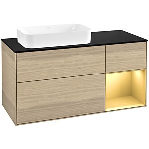 Villeroy et Boch Finion G692HFPC 120x60.3x50.1cm, étagère droite or mat, Oak Veneer