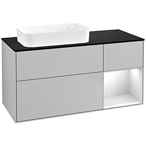 Villeroy und Boch Finion Waschtischunterschrank G692MTGJ 120x60,3x50,1cm, Regal rechts White matt lacquer, Light grey matt