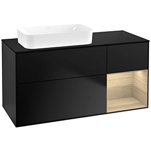 Villeroy und Boch Finion Waschtischunterschrank G692PCPD 120x60,3x50,1cm, Regal rechts Oak Veneer, Black matt lacquer