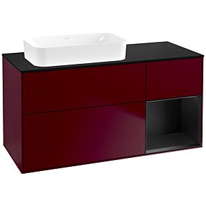 Villeroy et Boch Finion Villeroy et Boch G692PDHB 120x60.3x50.1cm, étagère à droite laqué noir mat, Peony Matt