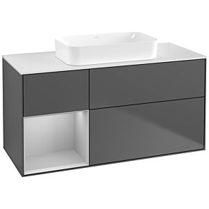 Villeroy und Boch Finion Waschtischunterschrank G701GJGK 120x60,3x50,1cm, Regal rechts Light grey matt, Anthracite matt