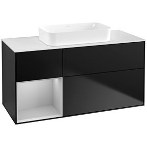 Villeroy et Boch Finion Villeroy et Boch G701GJPD 120x60.3x50.1cm, étagère à droite gris clair mat, laqué noir mat
