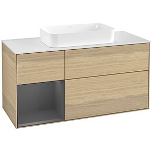 Villeroy und Boch Finion Waschtischunterschrank G701GKPC 120x60,3x50,1cm, Regal rechts Anthracite matt, Oak Veneer